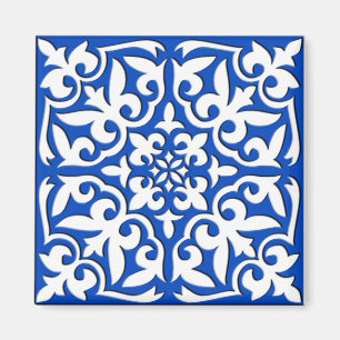 Moroccan tile - cobalt blue and white magnet