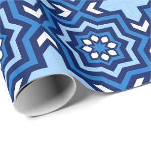 Moroccan Tile, Cobalt, Navy and Light Blue Wrapping Paper