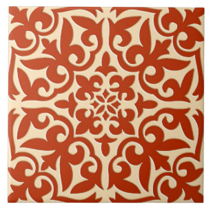 Moroccan tile - coral orange and peach