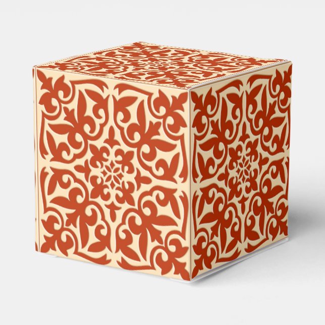 Moroccan tile - coral orange and peach favour box (Back Side)