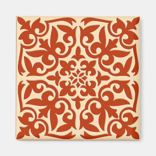 Moroccan tile - coral orange and peach magnet