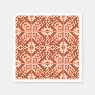 Moroccan tile - coral orange and peach napkin