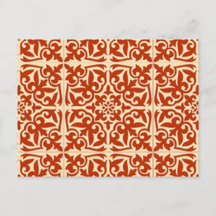 Moroccan tile - coral orange and peach postcard