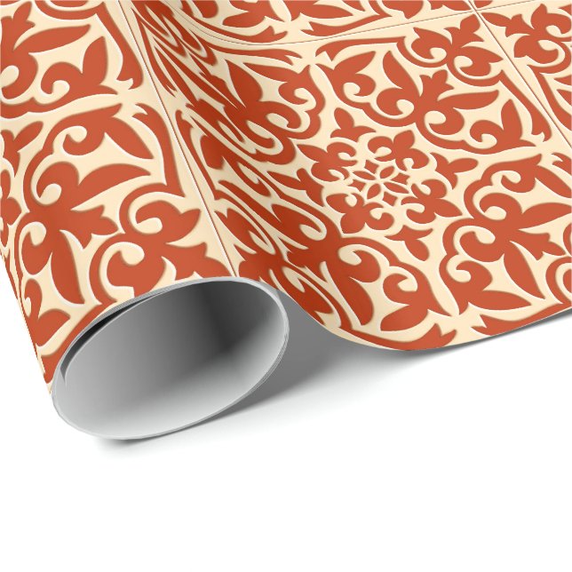 Moroccan tile - coral orange and peach wrapping paper (Roll Corner)