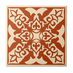 Moroccan Tile, Coral Orange & Pastel Apricot Ceramic Tile