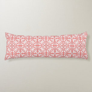 Moroccan tile - coral pink and white body cushion