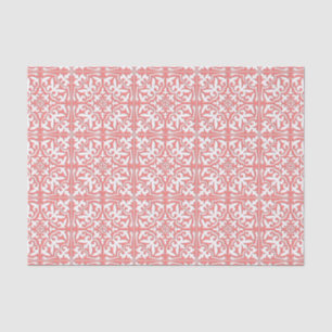 Moroccan tile - coral pink and white tissue paper