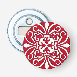 Moroccan tile - dark red and white bottle opener