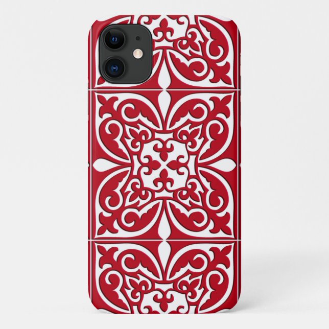 Moroccan tile - dark red and white Case-Mate iPhone case (Back)