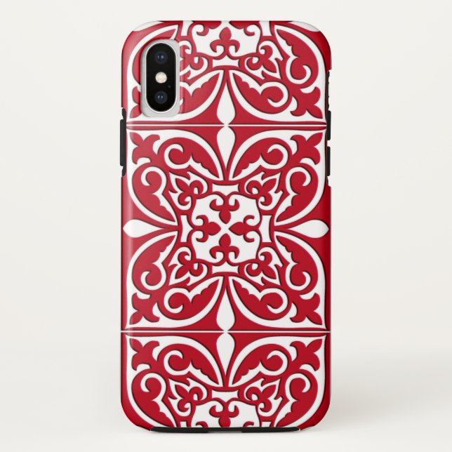 Moroccan tile - dark red and white Case-Mate iPhone case (Back)