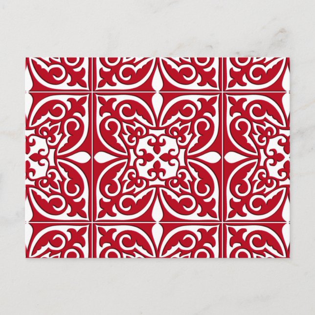 Moroccan tile - dark red and white postcard (Front)