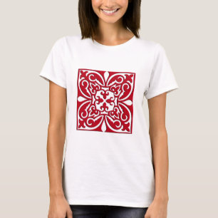 Moroccan tile - dark red and white T-Shirt
