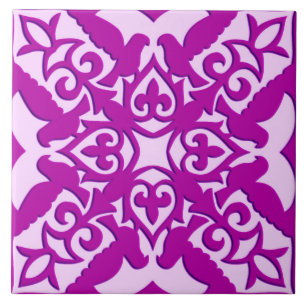 Moroccan tile - deep orchid and pink