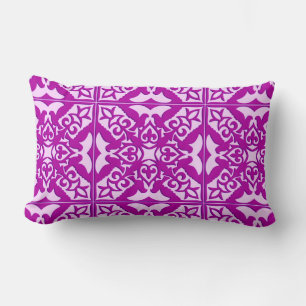 Moroccan tile - deep orchid and pink lumbar cushion
