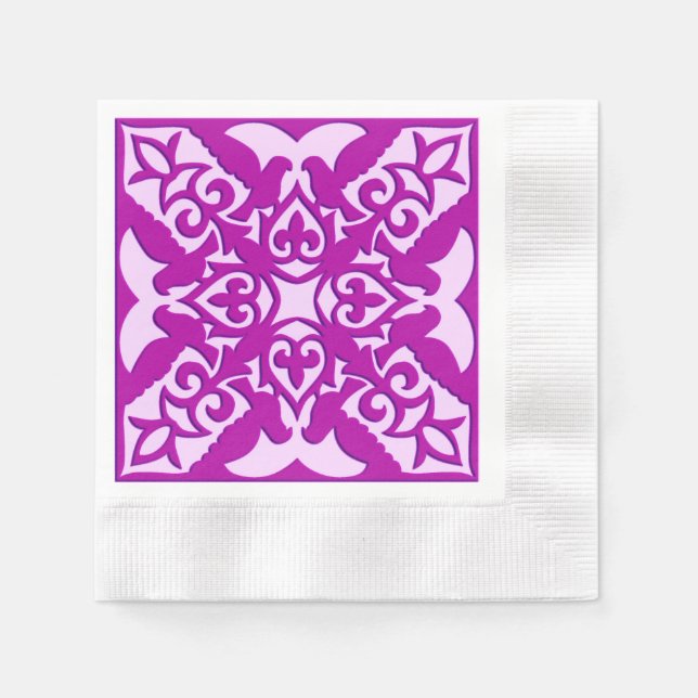 Moroccan tile - deep orchid and pink napkin (Front)