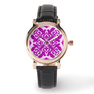 Moroccan tile - deep orchid and pink watch