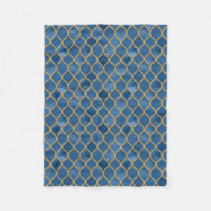 Moroccan Tile - Denim Fleece Blanket