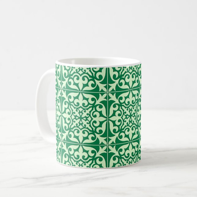 Moroccan tile - emerald and light green Mug (Front Left)