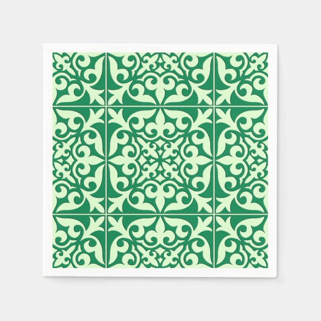 Moroccan tile - emerald and light green napkin (Front)