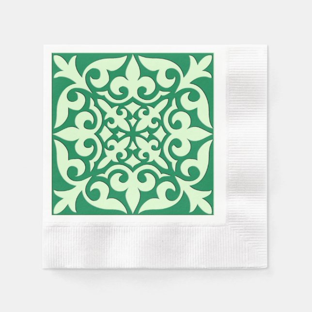 Moroccan tile - emerald and light green napkin (Front)