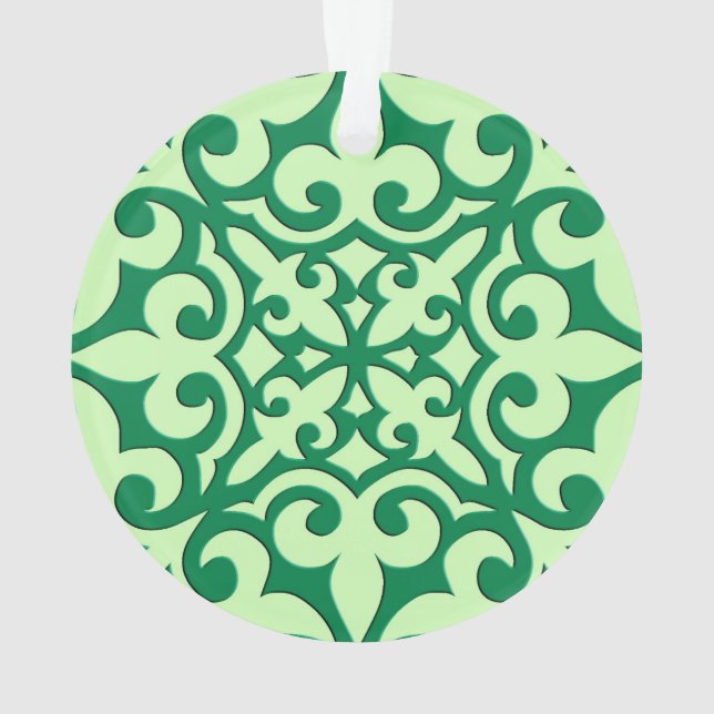 Moroccan tile - emerald and light green ornament (Back)