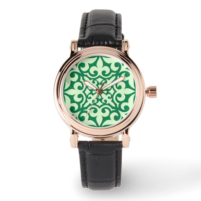 Moroccan tile - emerald and light green watch (Front)