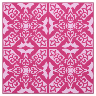 Moroccan tile - fuchsia and pale pink fabric