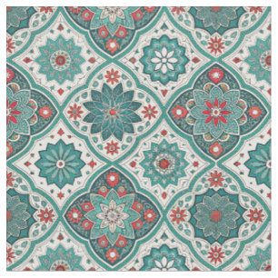 Moroccan Tile Geometric Floral Mandala Pattern Art Fabric