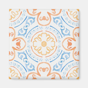 Moroccan tile in blue and orange magnet