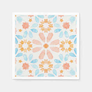 Moroccan tile in blue and orange napkin
