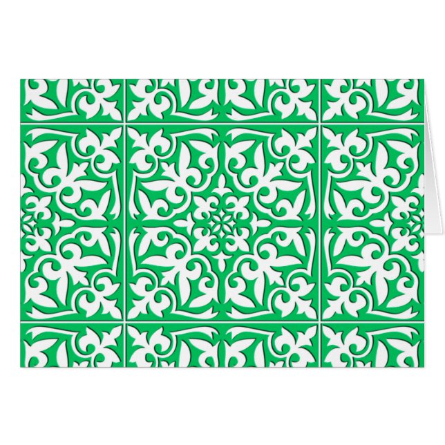 Moroccan tile - jade green and white (Front Horizontal)