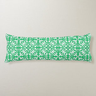 Moroccan tile - jade green and white body cushion
