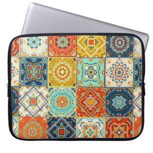 Moroccan tile mosaic illustration pattern laptop sleeve