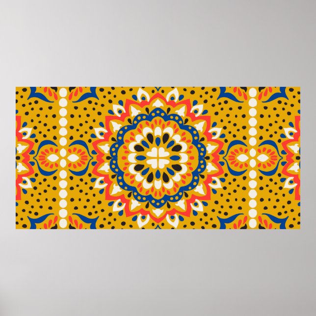 Moroccan tile mosaic illustration pattern poster (Front)