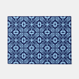 Moroccan tile - navy and light blue doormat