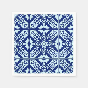 Moroccan tile - navy and light blue napkin