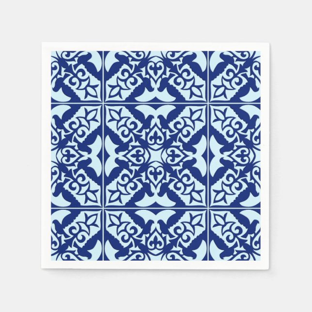 Moroccan tile - navy and light blue napkin (Front)