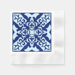 Moroccan tile - navy and light blue napkin