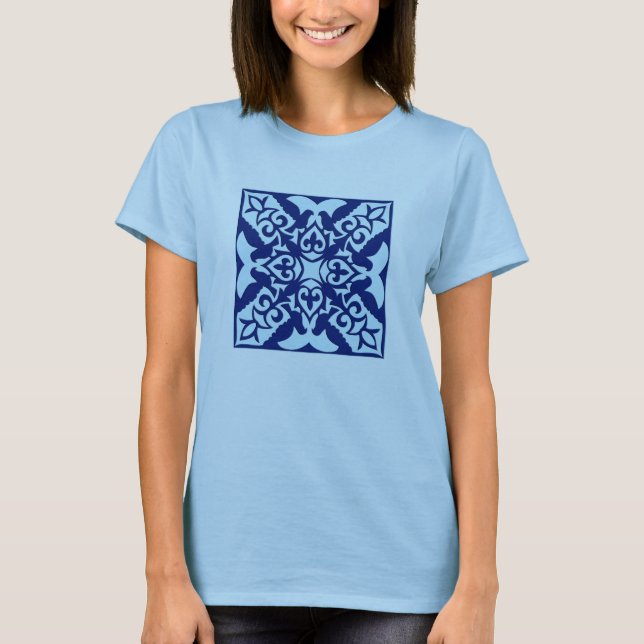 Moroccan tile - navy and light blue T-Shirt (Front)