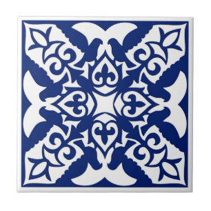 Moroccan Tile, Navy Blue and White Ceramic Tile