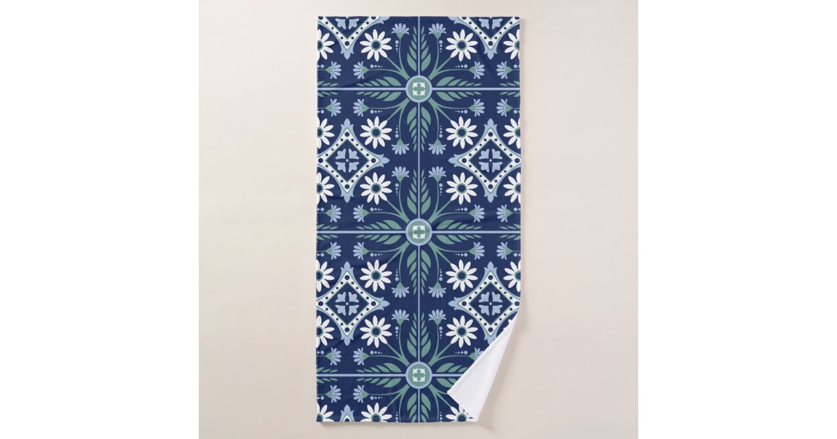 Moroccan tile ornamental mosaic pattern bath towel set | Zazzle