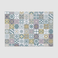 Moroccan tile - pastel blue and gold
