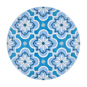 Moroccan tile pattern - Blue and White Cutting Board