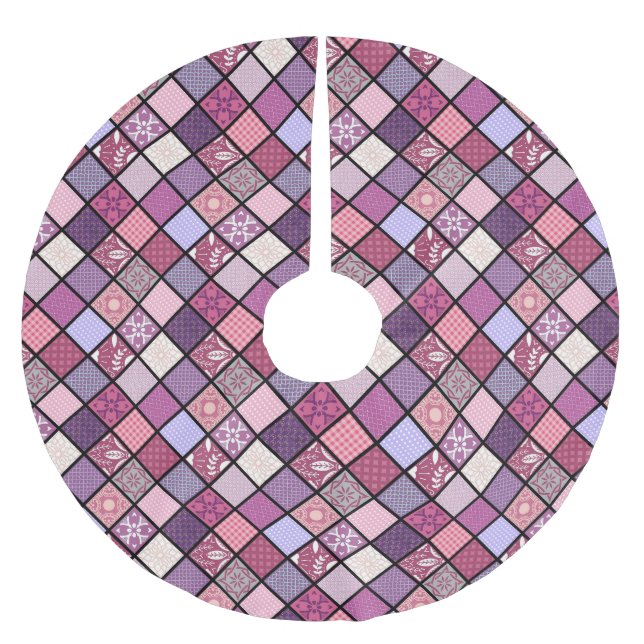 MOROCCAN TILE PATTERN BRUSHED POLYESTER TREE SKIRT (Front)