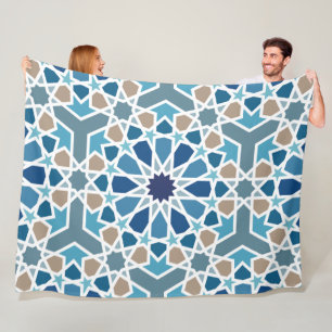 Moroccan Tile Pattern Fleece Blanket