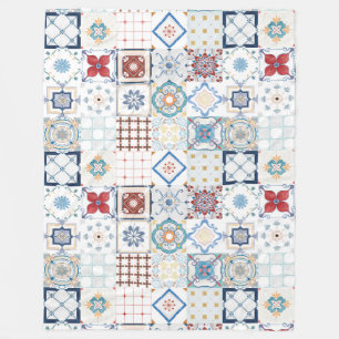 Moroccan Tile Pattern Fleece Blanket