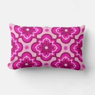 Moroccan tile pattern - Fuchsia Pink Lumbar Cushion