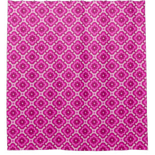 Moroccan tile pattern - Fuchsia Pink Shower Curtain