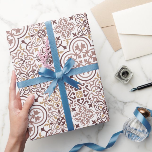 Moroccan tile pattern gift wrapping paper (Gifting)