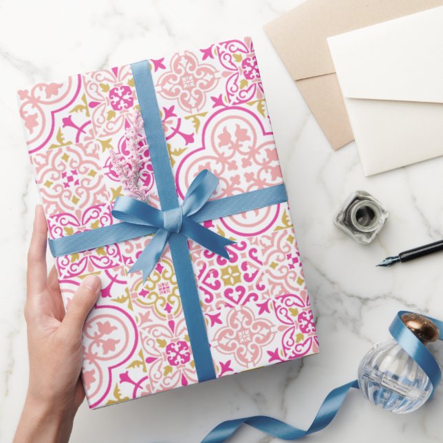 Moroccan tile pattern gift wrapping paper (Gifting)